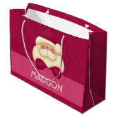 Grand Sac Cadeau Sweet Girly rose Père Noël et Pois (Dos Angle)