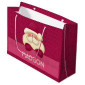 Grand Sac Cadeau Sweet Girly rose Père Noël et Pois (Devant Angle)