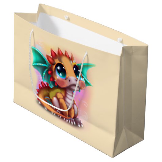 Grand Sac Cadeau Sweet Kawaii Baby Dragon (Devant Angle)