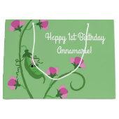 Grand Sac Cadeau Sweet Pea Cute 1er Anniversaire (Devant)