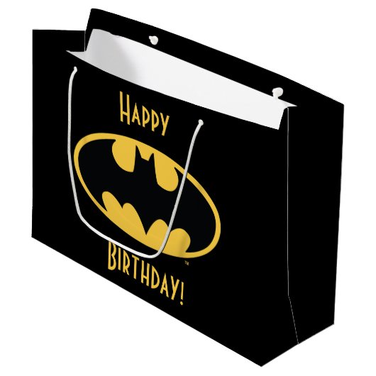 Grand Sac Cadeau Symbole Batman | Logo ovale (Devant Angle)