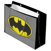Grand Sac Cadeau Symbole Batman | Logo ovale Bat (Devant Angle)
