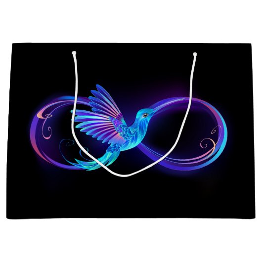 Grand Sac Cadeau Symbole de Neon Infinity par Glowing Hummingbird (Devant)