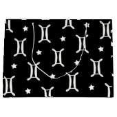 Grand Sac Cadeau SYMBOLE Zodiaque Gemini et Motif d'étoiles (Devant)