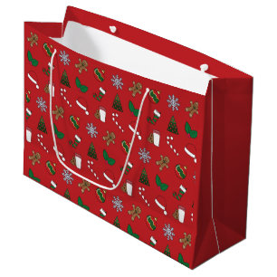 Grand Sac Cadeau Symboles de fêtes élégants et mignons
