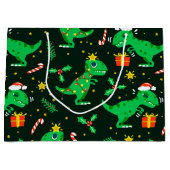 Grand Sac Cadeau T-Rex Dinosaur Noël (Devant)