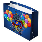 Grand Sac Cadeau T-Rex Superhero 5e anniversaire (Dos Angle)