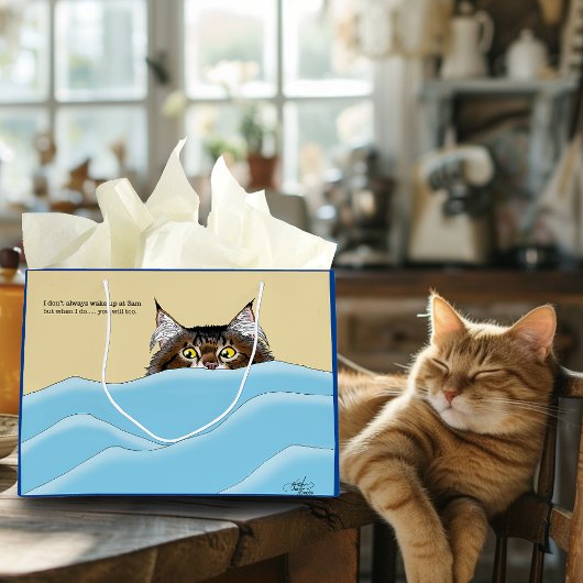 Grand Sac Cadeau Tabby Chat Pékin Bleu Drôle