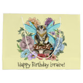 Grand Sac Cadeau Tabby Fairy Cat Mushroom Floral (Dos)