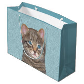 Grand Sac Cadeau Tabby Gris Peinture Chat - Cute Original Art Chat (Dos Angle)