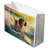 Grand Sac Cadeau Tableau de surf de plage beagle (Devant Angle)