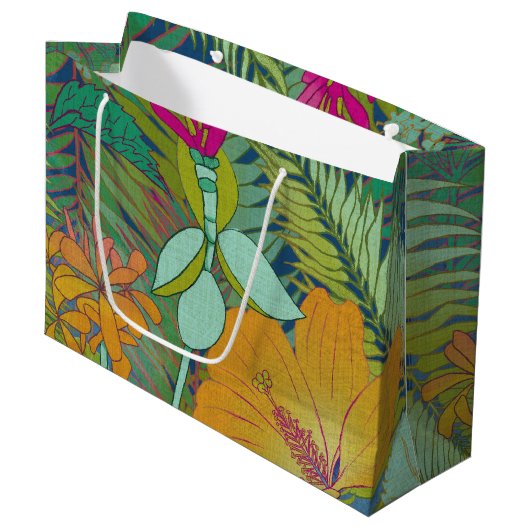Grand Sac Cadeau Tapisserie tropicale II (Devant Angle)