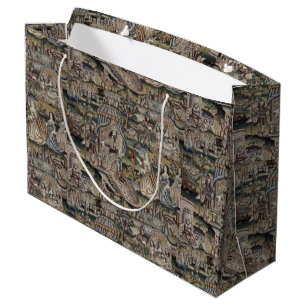 Grand Sac Cadeau Tapisserie vintage Queen Esther Broderie violet