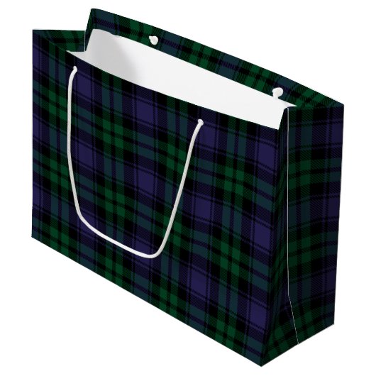 Grand Sac Cadeau Tartan Black Watch, Plaid (Devant Angle)