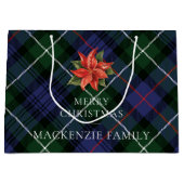 Grand Sac Cadeau Tartan de Noël Rustique Plaid Botanique (Devant)