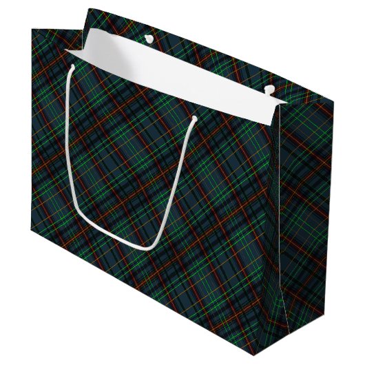 Grand Sac Cadeau Tartan en bleu, orange, vert... (Devant Angle)