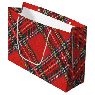 Grand Sac Cadeau Tartan Plaid Red Christmas