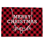 Grand Sac Cadeau Tartan rouge patiné Nom Noël (Dos)