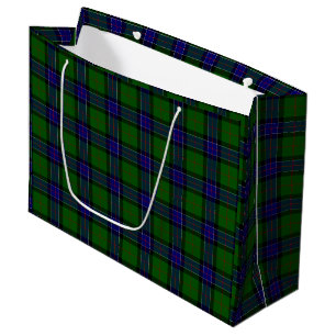 Grand Sac Cadeau Tartan Sinclair bleu vert carreau