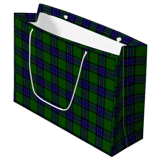 Grand Sac Cadeau Tartan Sinclair bleu vert carreau (Devant Angle)
