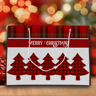 Grand Sac Cadeau Tartan vert rouge