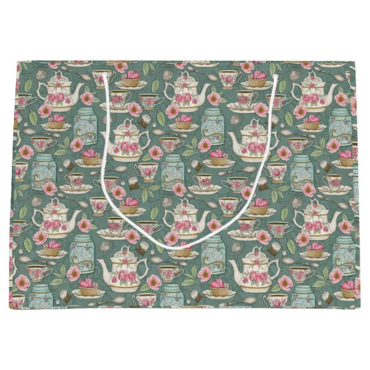 Grand Sac Cadeau Tea Party vintage (Devant)