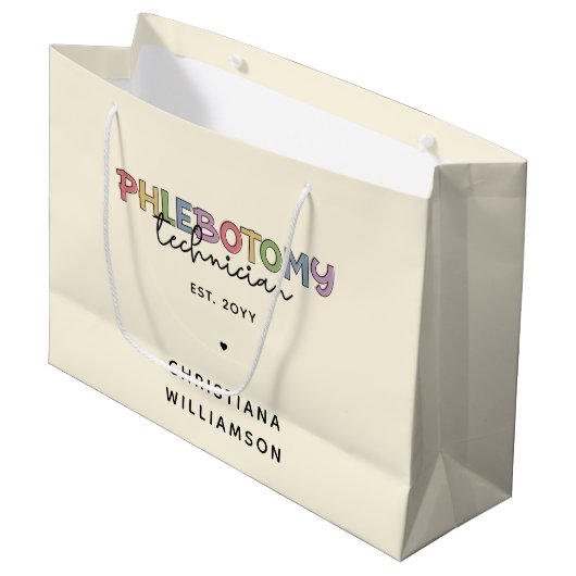 Grand Sac Cadeau Technicien en pharmacie sur mesure PBT Phlebotomie (Devant Angle)