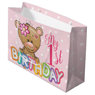 Grand Sac Cadeau Teddy Bear 1er anniversaire fête Personnalisée