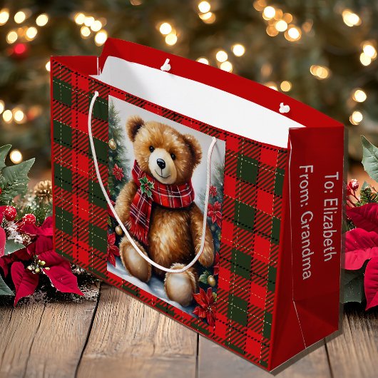 Grand Sac Cadeau Teddy Bear Add Names Cute Christmas