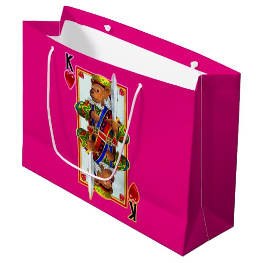 Grand Sac Cadeau Teddy Bear Roi des Coeurs (Devant Angle)