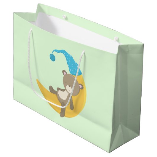 Grand Sac Cadeau Teddy Bear sur Crescent Moon (Devant Angle)