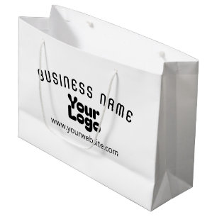 Grand Sac Cadeau Télécharger le logo Rétro-Moderne Blanc & Noir (mo