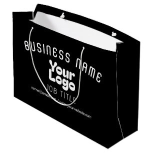 Grand Sac Cadeau Télécharger le logo Rétro-Moderne Noir & Blanc (mo