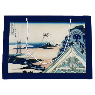 Grand Sac Cadeau Temple Honganji Vue du Mont Fuji Gravure japonaise
