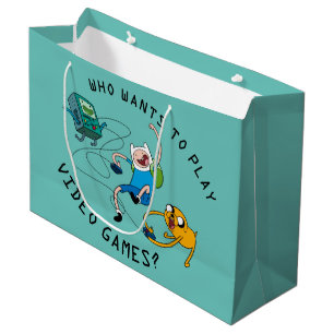 Grand Sac Cadeau Temps d'aventure Finn & Jake Jouer avec BMO