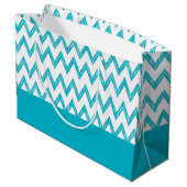 Grand Sac Cadeau Tendance Crayon Turquoise Chevron Zigzags Avec Nom (Dos Angle)