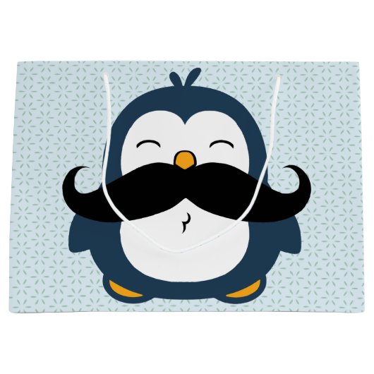 Grand Sac Cadeau Tendance de moustache de pingouin (Devant)