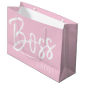 Grand Sac Cadeau Tendance moderne patron dame citation script rose (Devant Angle)