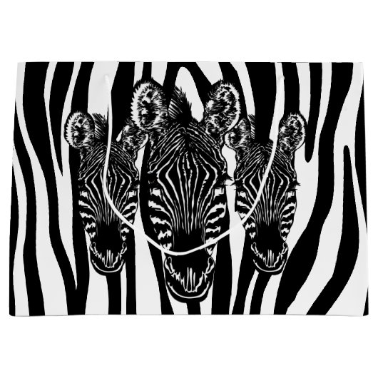 Grand Sac Cadeau Tendance Zebra Herd sur Zebra Imprimer (Devant)