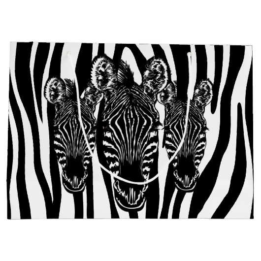 Grand Sac Cadeau Tendance Zebra Herd sur Zebra Imprimer (Dos)