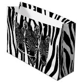 Grand Sac Cadeau Tendance Zebra Herd sur Zebra Imprimer (Devant Angle)