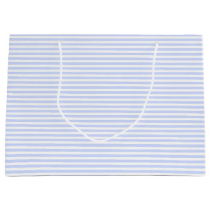 Grand Sac Cadeau Tendre bébé bleu ciel bleu pâle et rayure blanche
