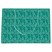 Grand Sac Cadeau Tennis Racket Motif Retro Emerald Green (Devant)