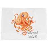 Grand Sac Cadeau Tentacles de pieuvre orangée personnalisée (Dos)