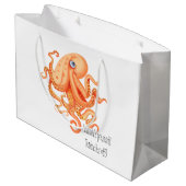 Grand Sac Cadeau Tentacles de pieuvre orangée personnalisée (Dos Angle)