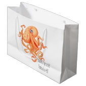 Grand Sac Cadeau Tentacles de pieuvre orangée personnalisée (Devant Angle)