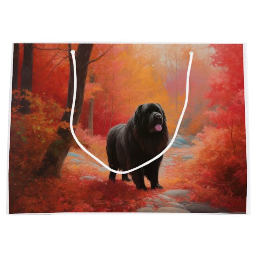 Grand Sac Cadeau Terre-Neuve en automne Leaves Fall Inspire (Devant)