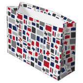 Grand Sac Cadeau Texas Red & Blue Wonky Carrés & Rectangles Large (Dos Angle)