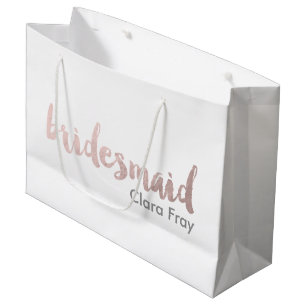 Grand Sac Cadeau texte d'aide d'entrée en or faux rose moderne