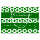 Grand Sac Cadeau Texte de coutume de motif de trèfle de feuille de (Dos)